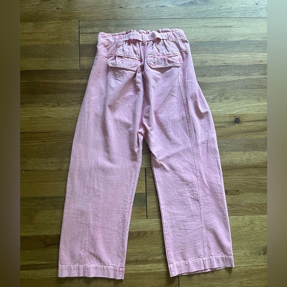 Free People Sky Rider Pant Cotton‎ Linen Pink Women’s Sz M Boho Beach Coastal - Picture 2 of 8